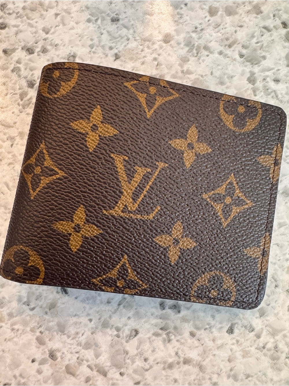 Louis Vuitton Brown Monogram Canvas Men's Wallet with Gold Motif